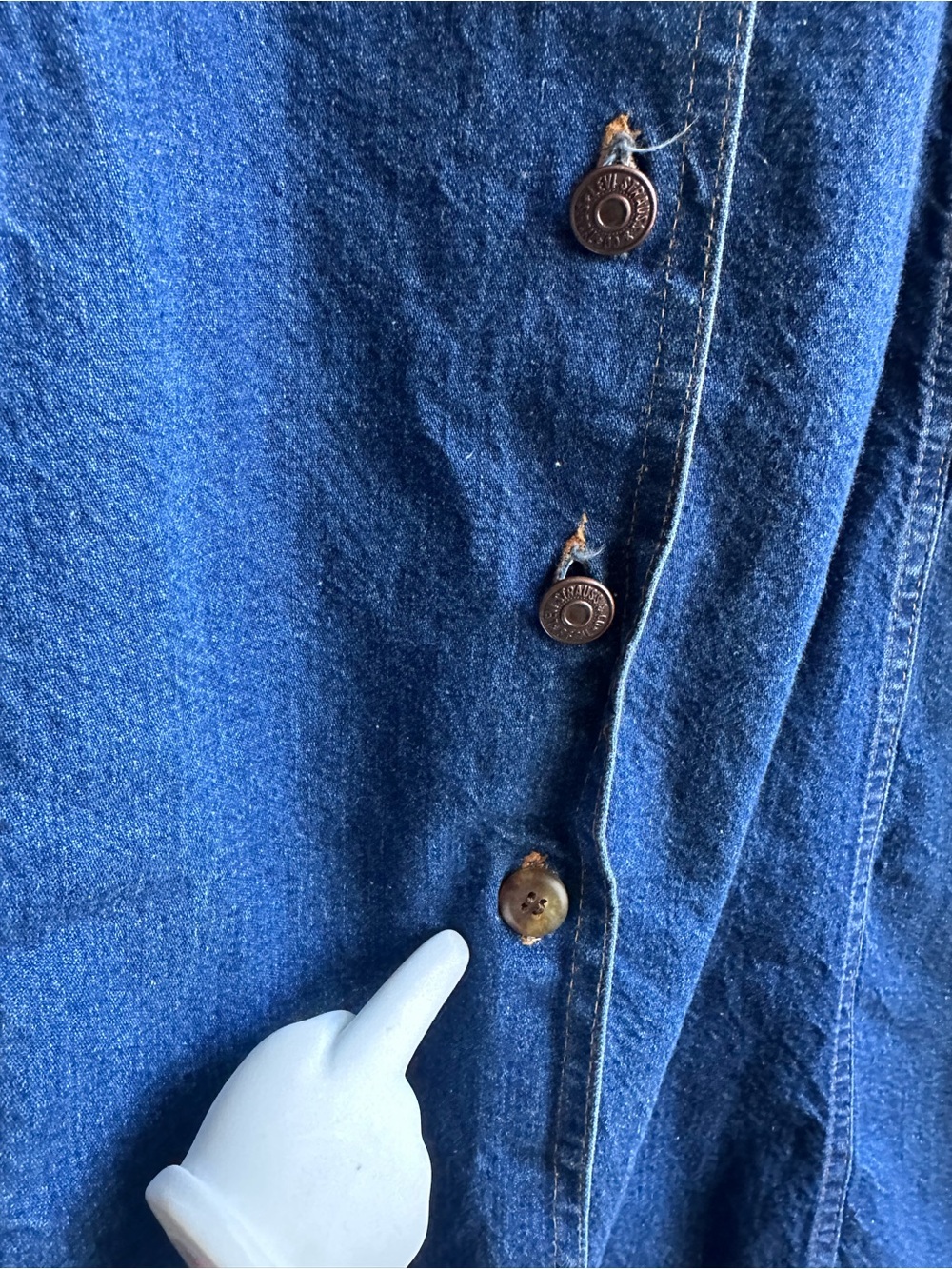 1970s Levi's Denim Tank Dress Button-Front - Picture 14 of 16